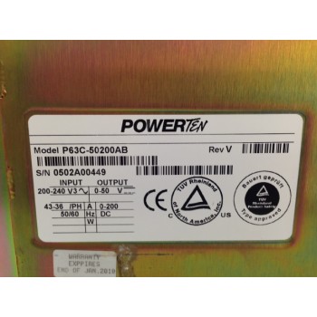 Power Ten P63C-50200AB 50V 200A 10KW DC Power Supply